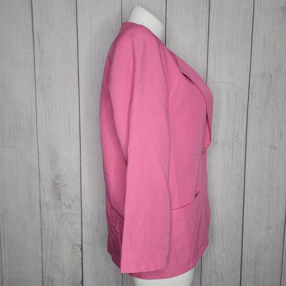 Vintage 80s 90s Pendleton Pink Lightweight Collared Blazer Jacket Womens Size L - Picture 9 of 11